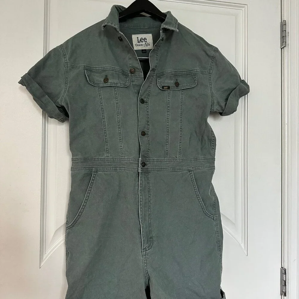 Lee Union Alls Denim Romper in Olive Green Medium - Picture 7 of 10